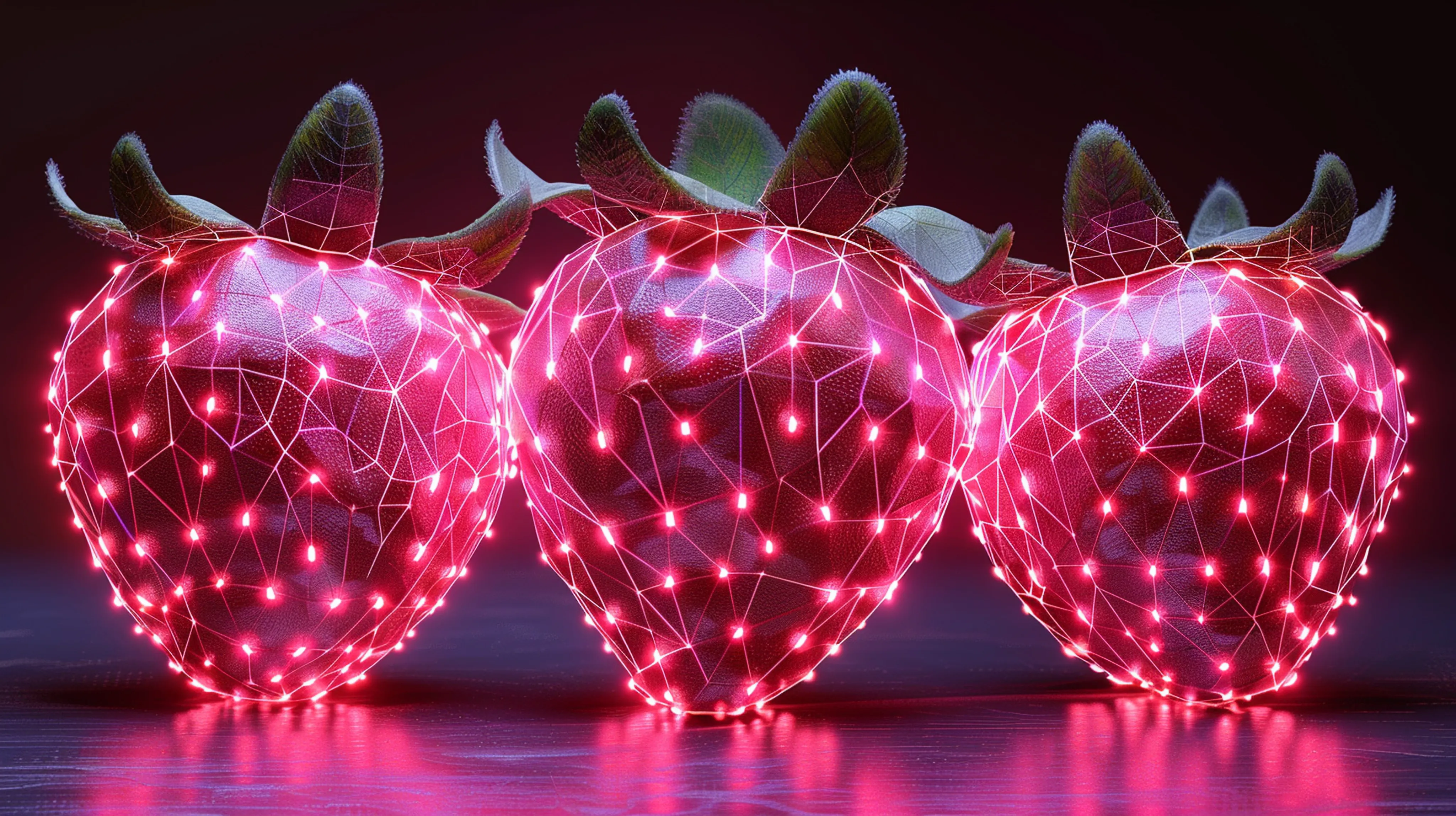 Strawberries covered in Christmas Lights